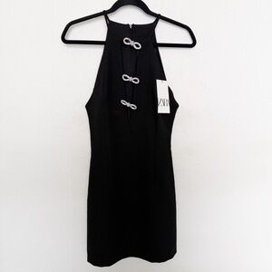 NWT Zara Crystal Bow Mini Dress